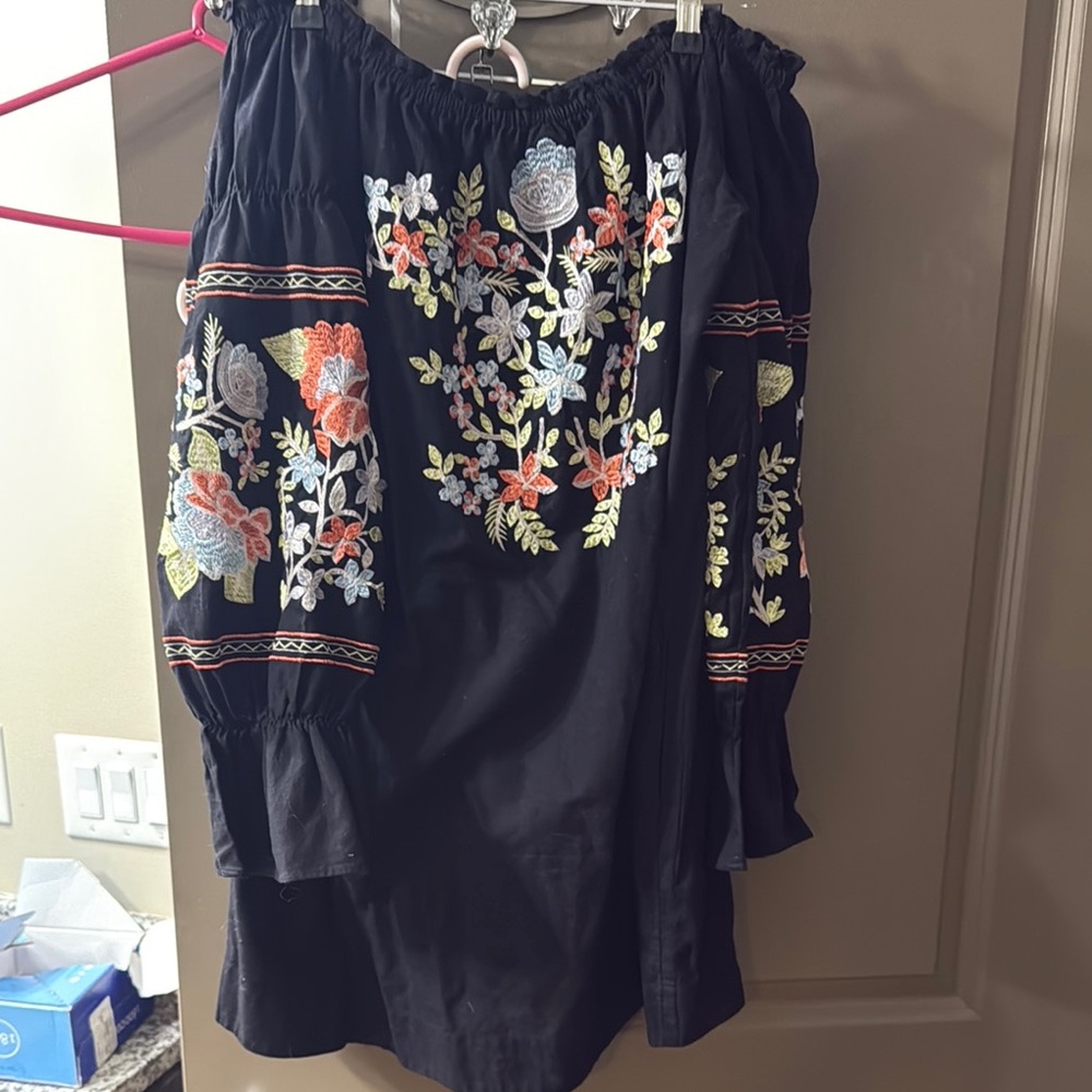 Floral Embroidered Off-Shoulder Dress